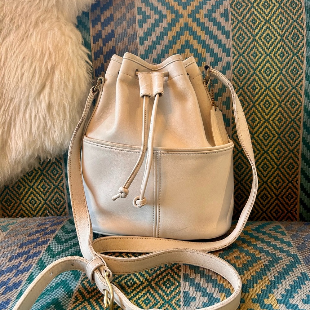 Vintage Coach Pocket Drawstring in Bone